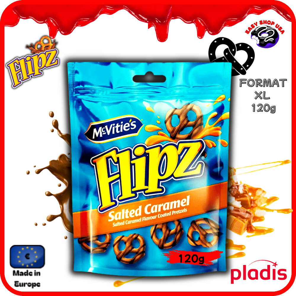 BRETZEL FLIPZ - ENROBÉ DE CARAMEL BEURRE SALÉ & CHOCOLAT - 120 g