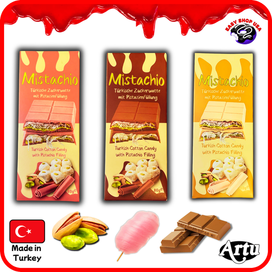 MISTACHIO - CHOCOLAT, BARBE A PAPA & PISTACHE - 80 g