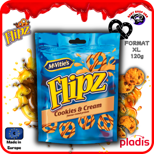 BRETZEL FLIPZ - NAPPAGE COOKIE CRÈME & CHOCOLAT - 120 g